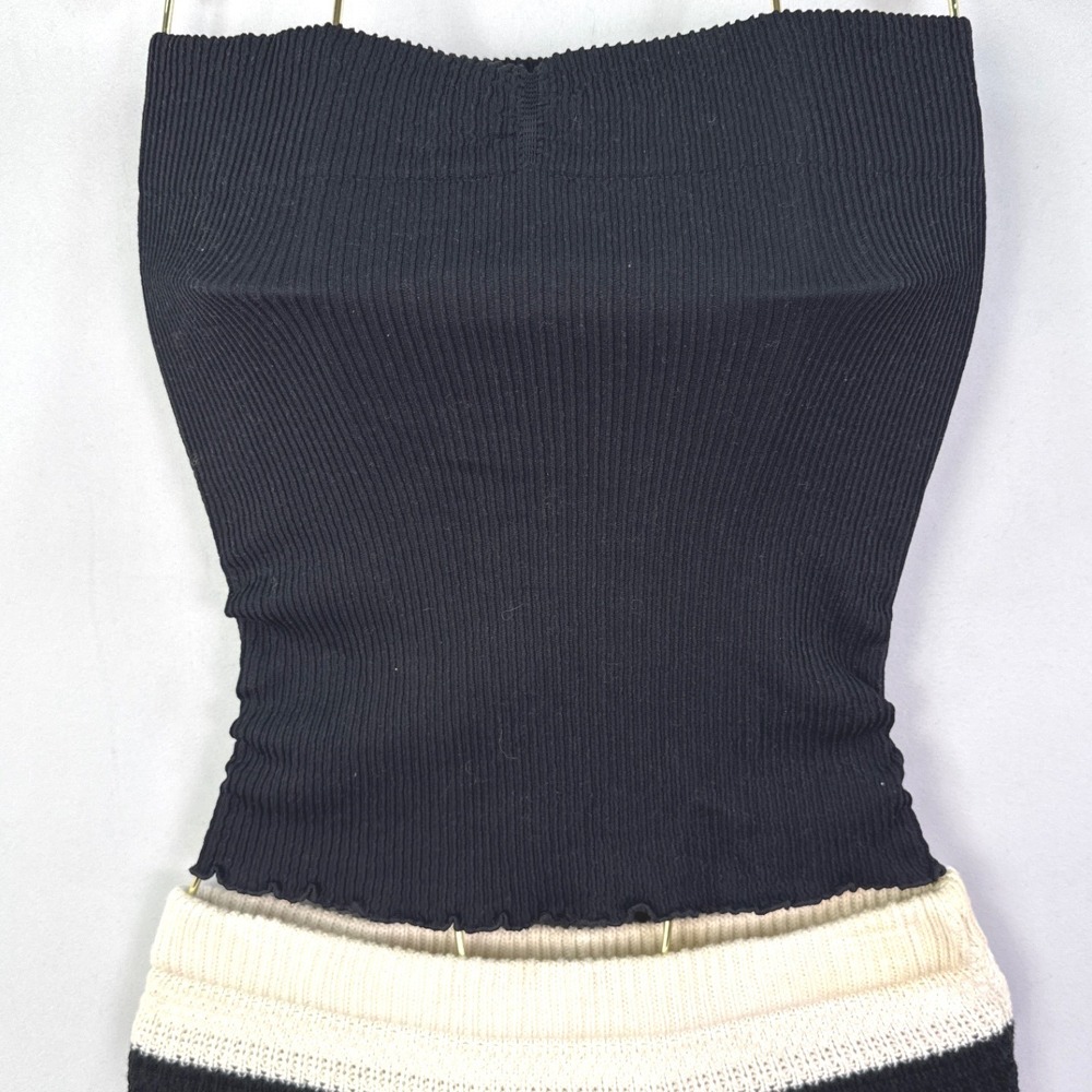 Intimately Free People Black Ribbed Tube Top Strapless Lettuce Edge M/L